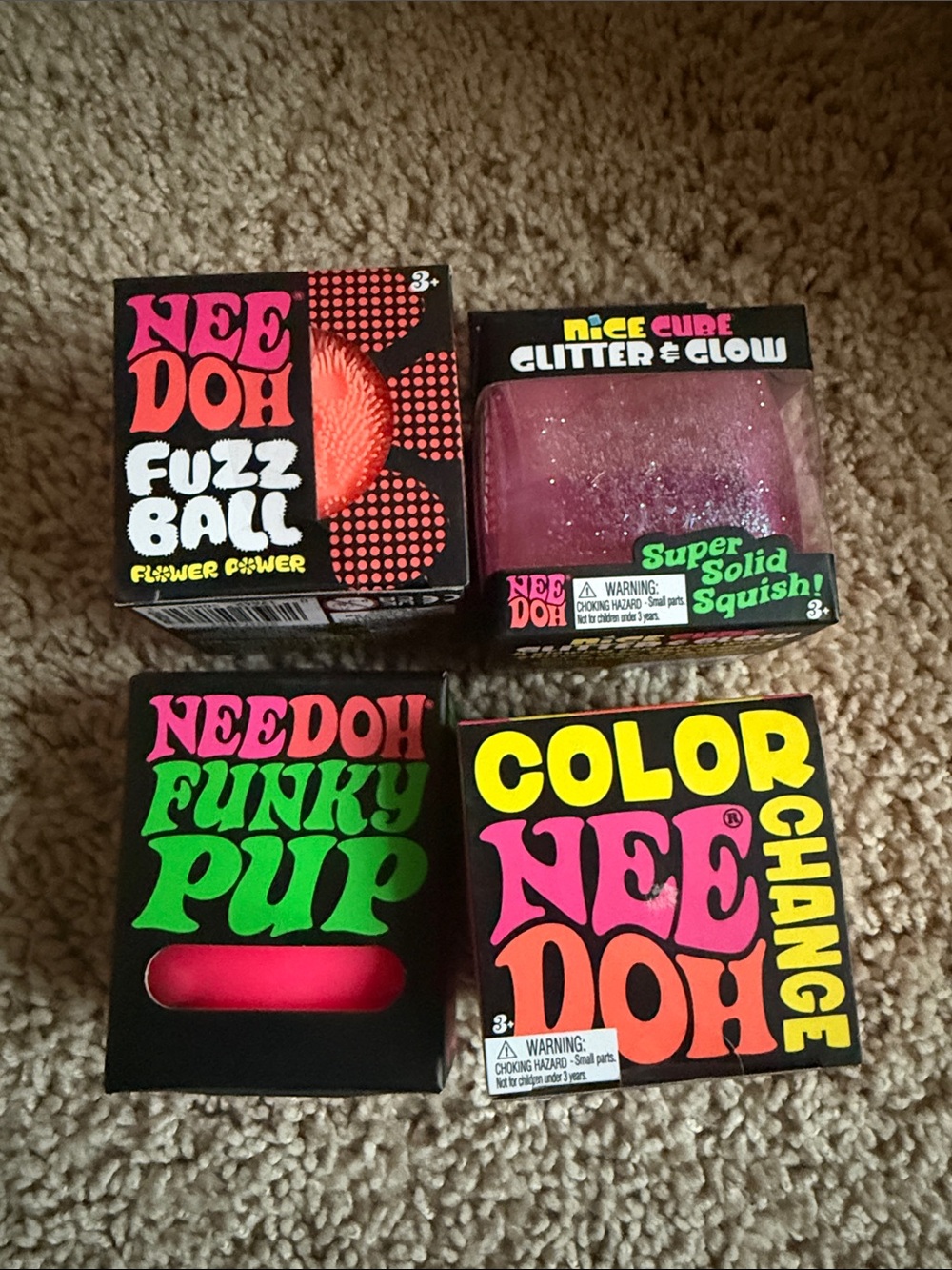 NIB NeeDoh Bundle - Assorted Neon Squishy Toys - Pink & Green